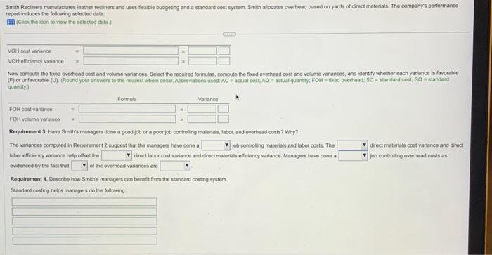 actual number of reciners sold. (Roand budget amounts per unit to the