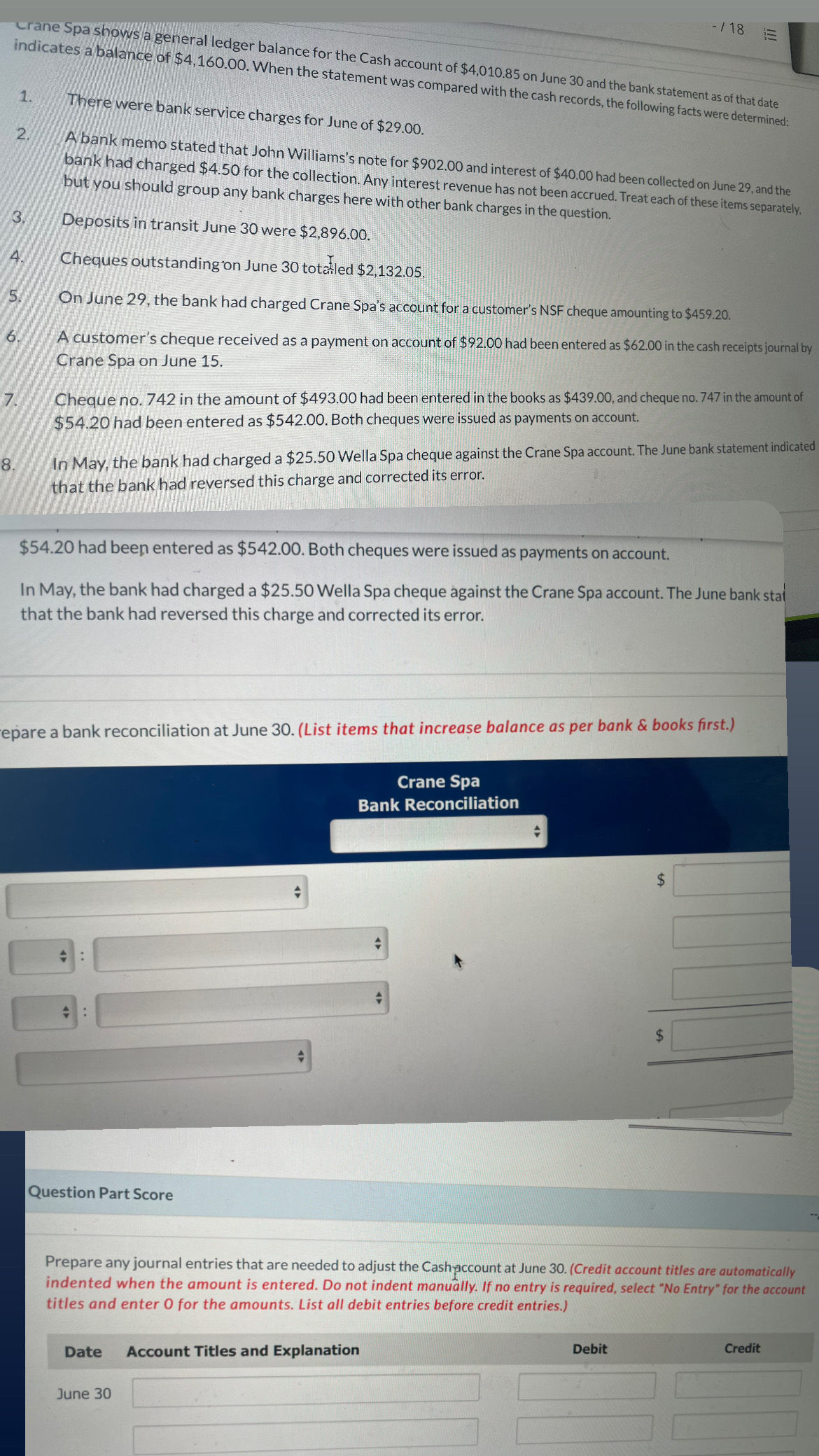  -118 Crane Spa shows a general ledger balance for the Cash