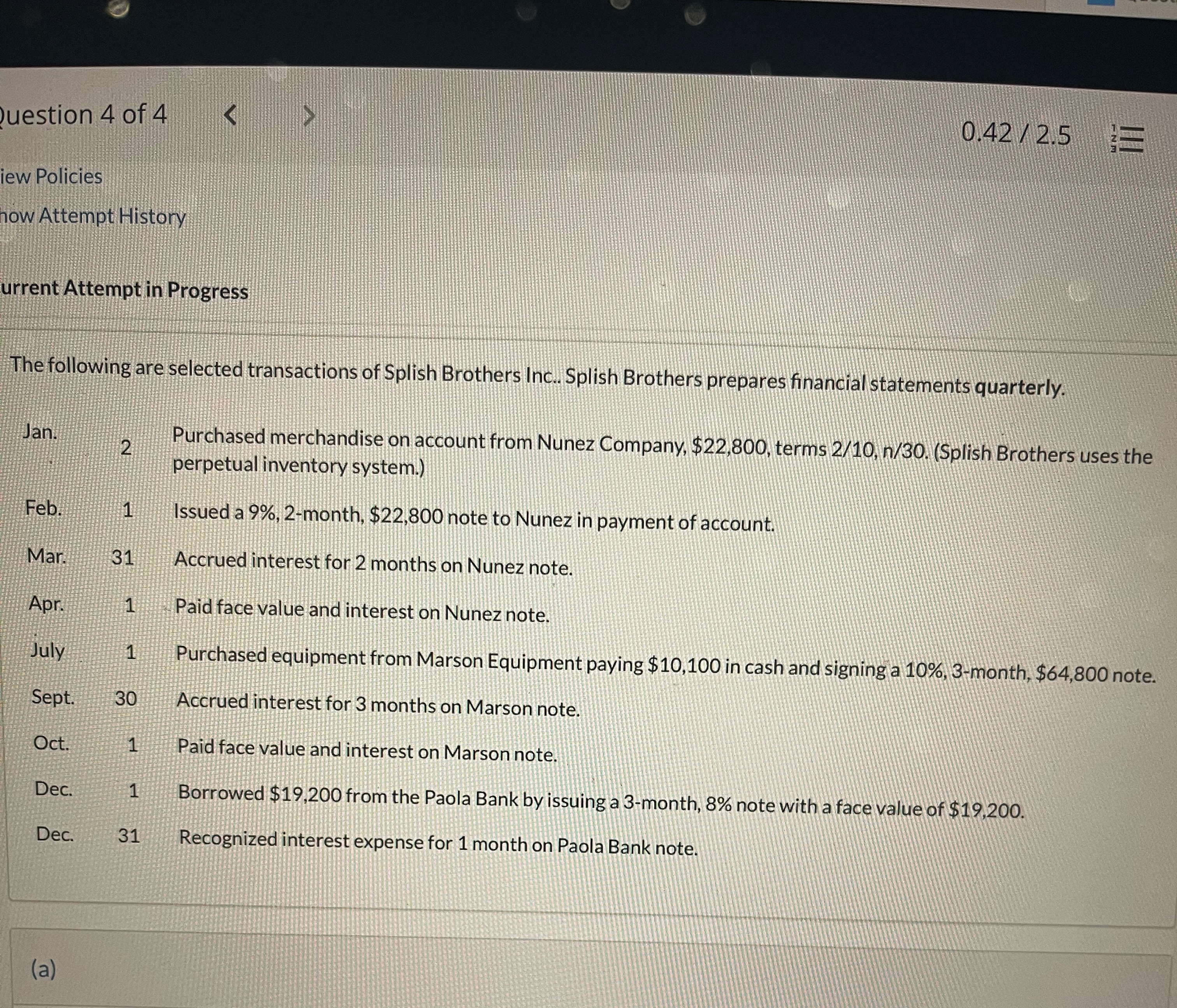  Question: Post to the accounts Notes Payable, Interest Payable, and Interest
