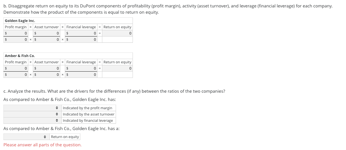 income statement information follows for Golden Eagle Inc. and Amber & Fish