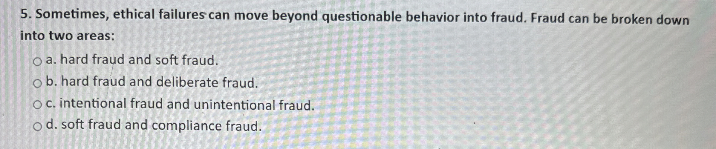  Sometimes, ethical failures can move beyond questionable behavior into fraud. Fraud