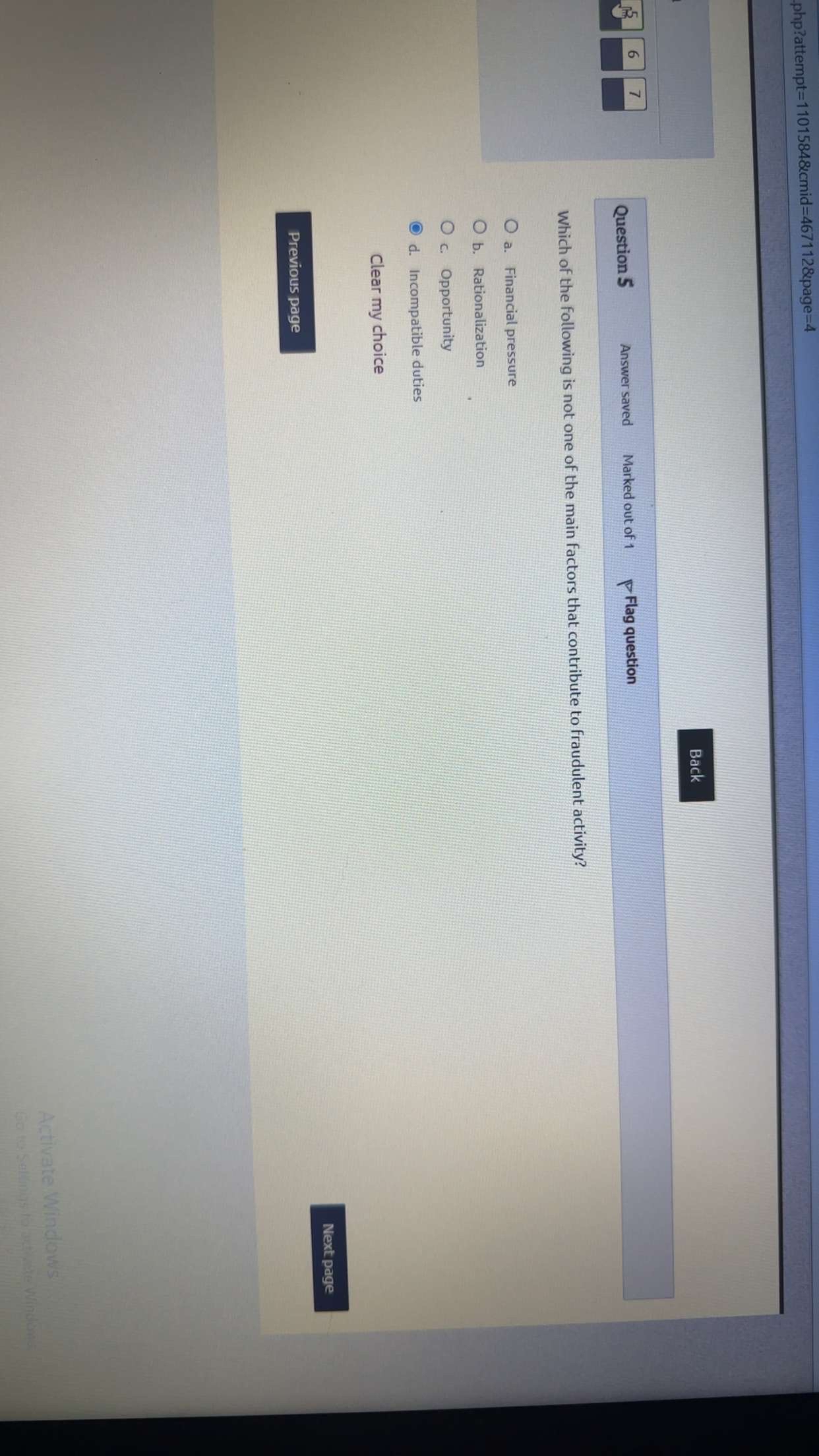  php?attempt =11015842cmid=467112& page =4 6 7 Question 5 Answer saved Marked