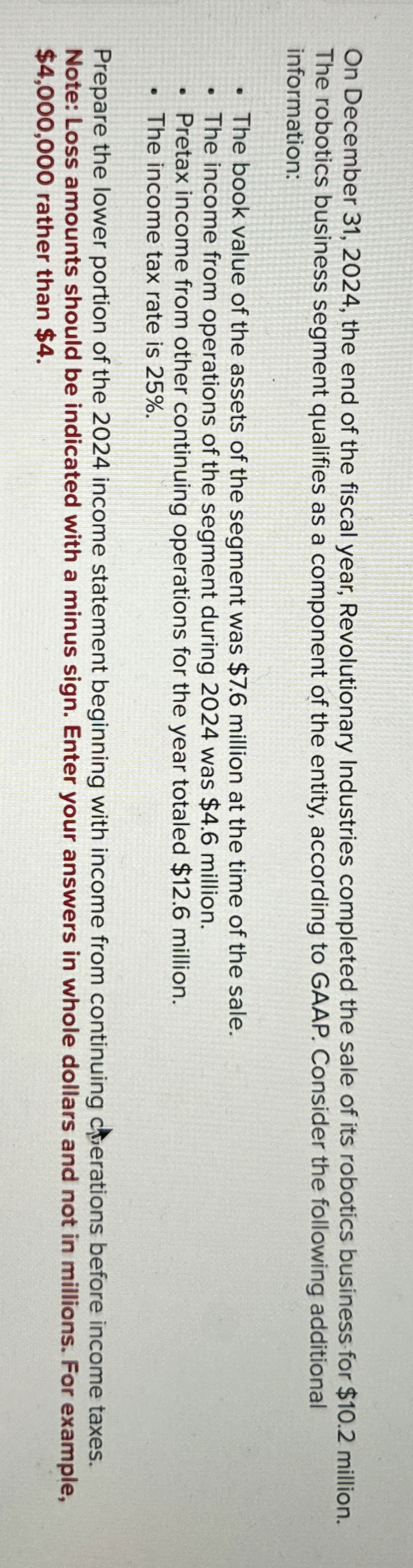  On December 31,2024, the end of the fiscal year, Revolutionary Industries