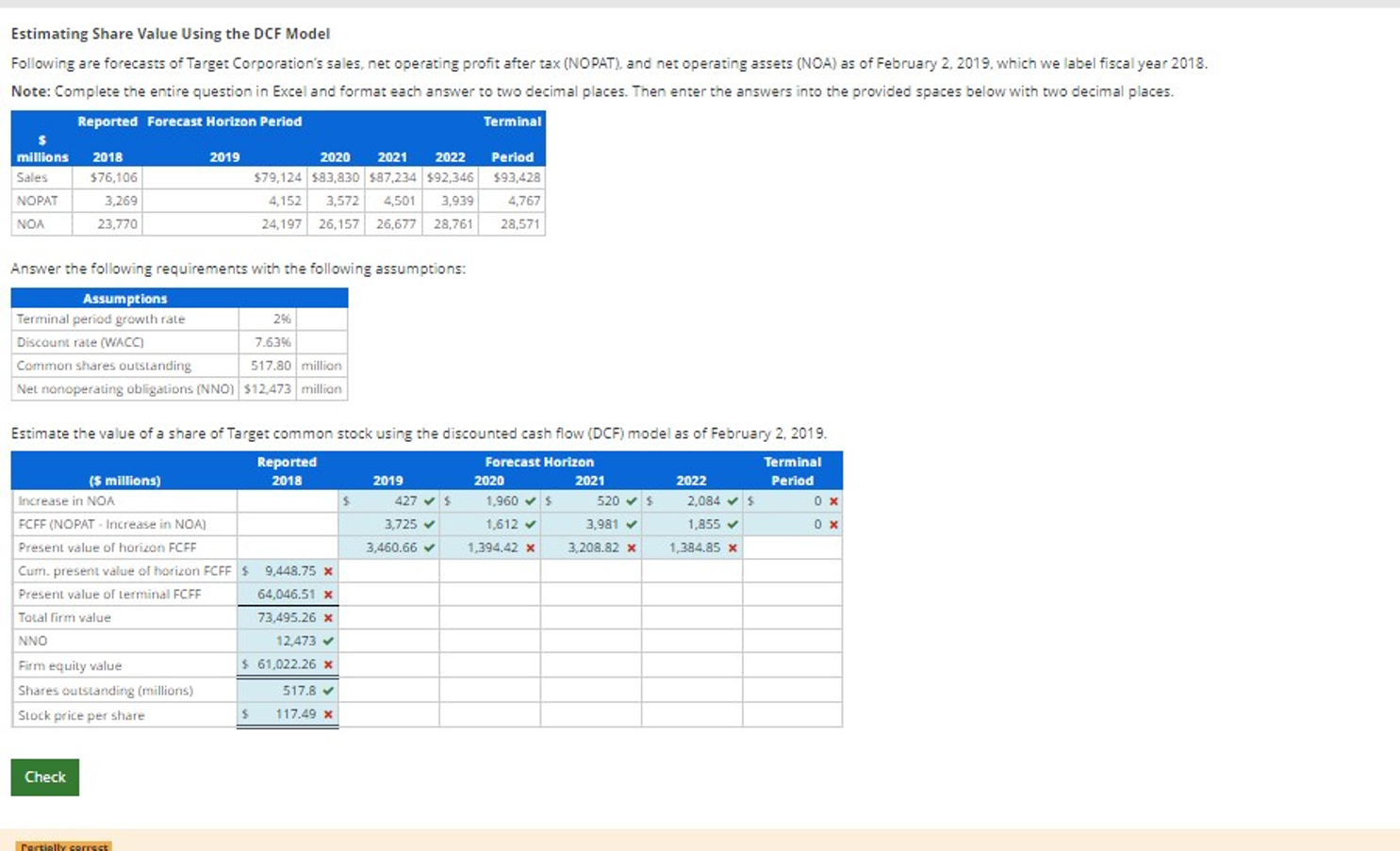  ASK EXPERT Estimating Share Value Using the DCF Model Following are