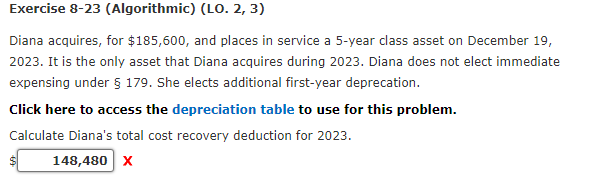 THIS QUESTION PERTAINS TO THE YEAR 2023 Exercise 8-23 (Algorithmic) (LO. 2,