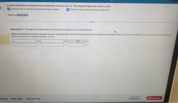 table (Click the icon to vie quirement 1. Calcula gin by selecting