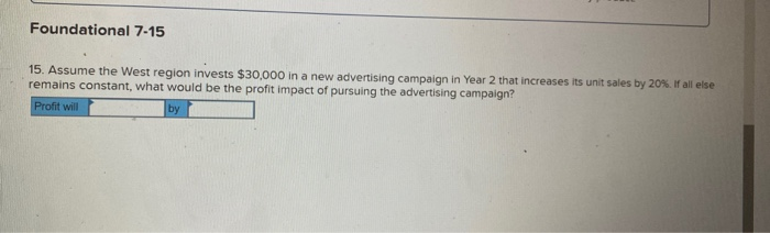 sold for $80 per unit in two geographic regions--the East and West