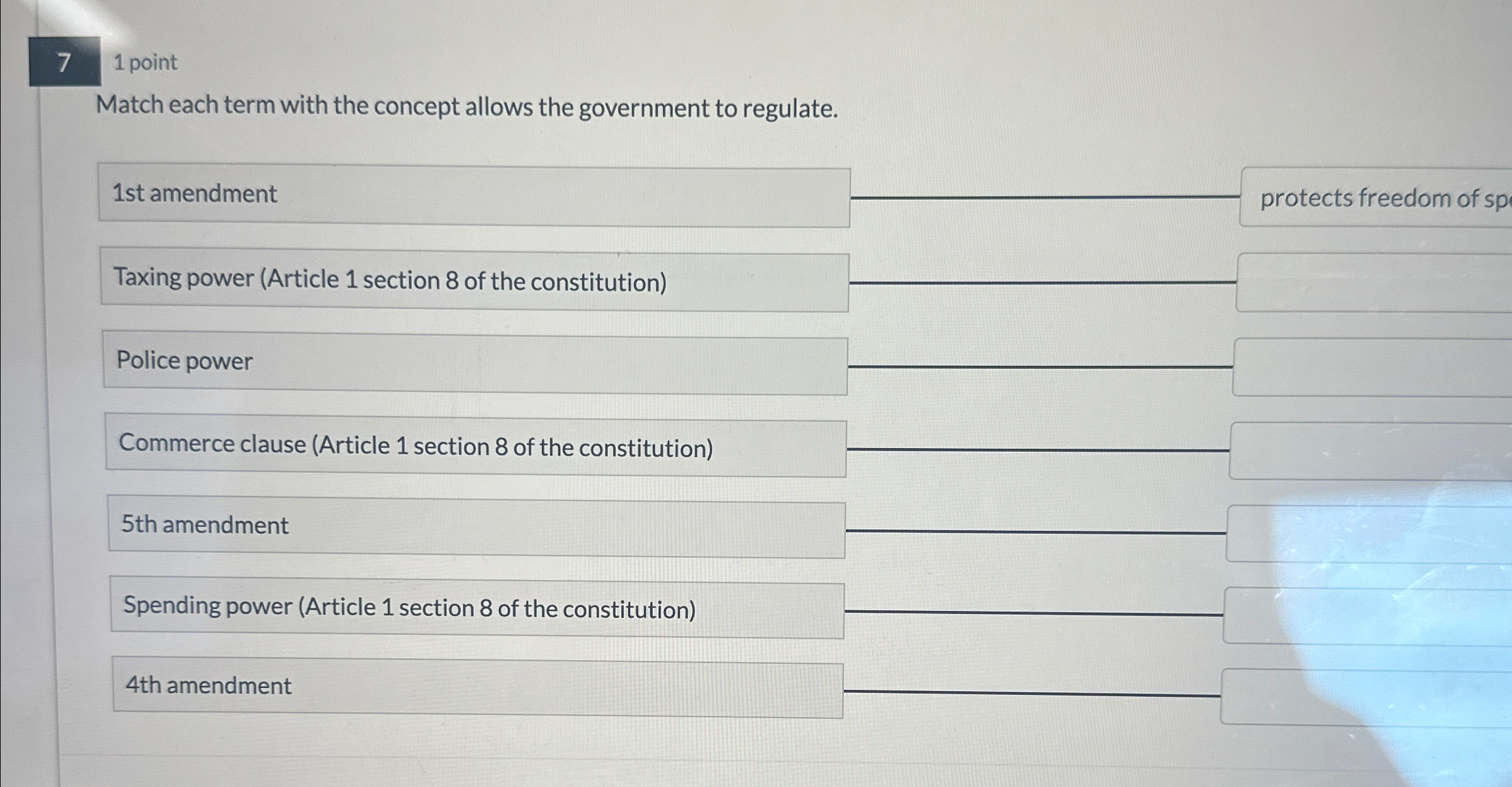  7 1 point Match each term with the concept allows the