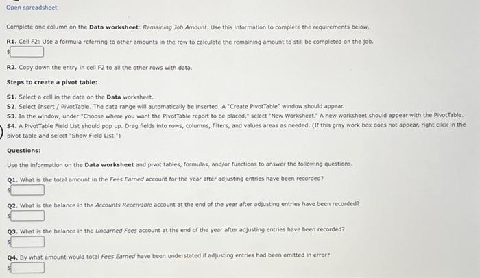 this information to complete the requirements below. R1. Cell F2: Use a