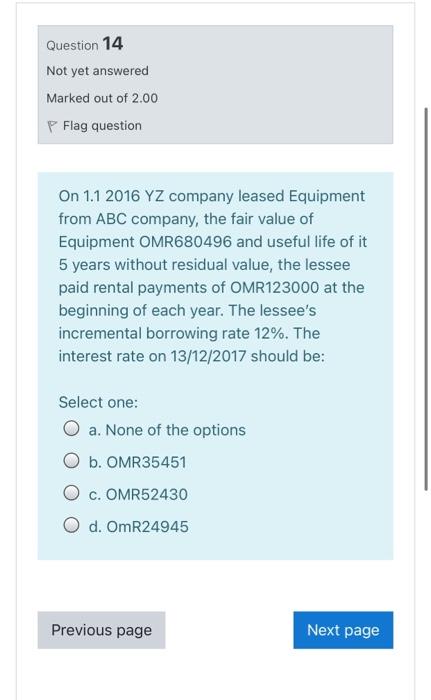 will rate you On 1.1 2016 YZ company leased Equipment from ABC