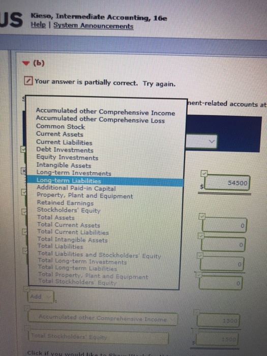 Long-term liabilities, long-term investments, intangible assets, and equity investments are all incorrect.
