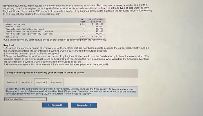 variety of engines for use in heavy equipment. The company has always