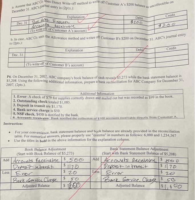 correet account titles in your journalizing questions a and b, which are