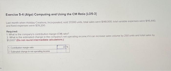  Exercise 5.4 (Algo) Computing and Using the CM Ratio [LO5-3] Last