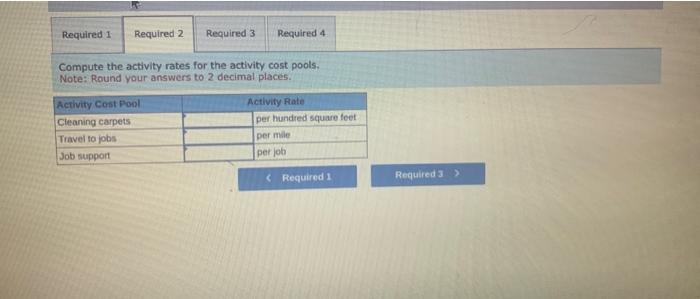 to the activity cost pools. Golatin Carpet Cleaning has always charged a