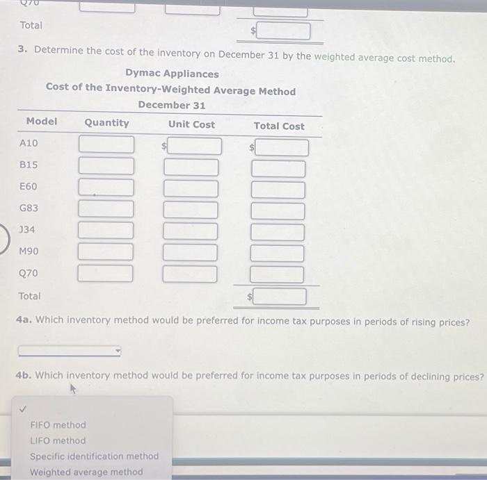 count at December 31 are summarized as follows: 1. Determine the cost