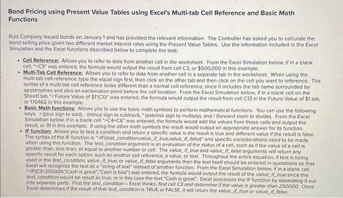  Bond Pricing using Present Value Tables using Excel's Multi-tab Cell Reference