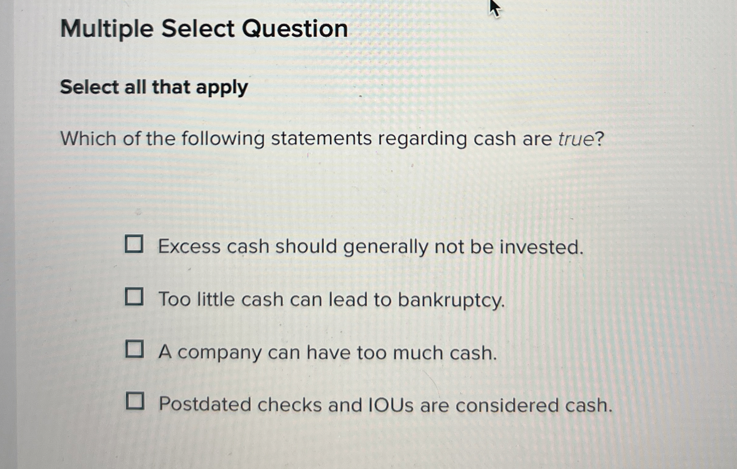  Multiple Select Question Select all that apply Which of the following