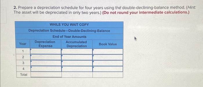 Wait Copy purchased a new copy machine. The new machine cost $116,000
