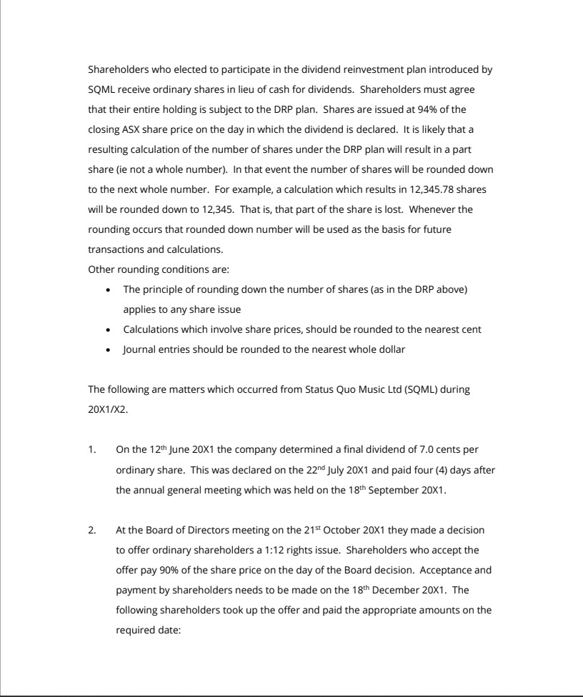 section of the balance sheet of the company at the 30 June
