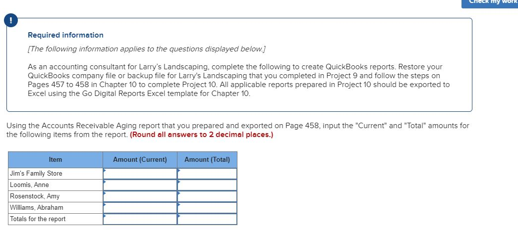 I need help with this. Check my work Required information [The following