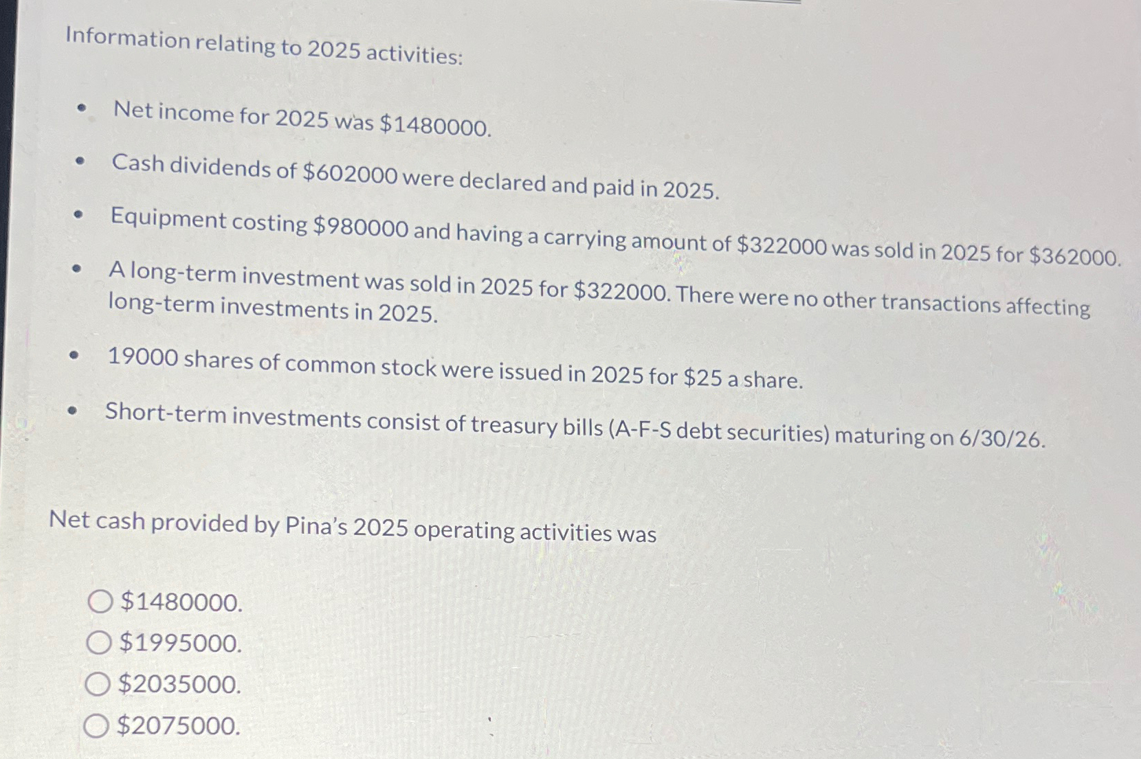  Information relating to 2025 activities: , Net income for 2025 was