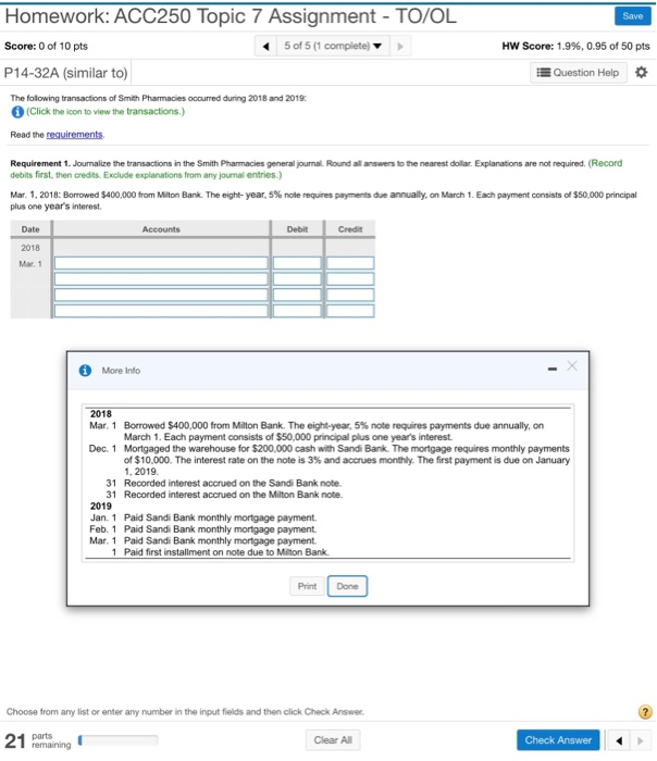 1.9%, 0.95 of 50 pts Question Help The following transactions of Smith