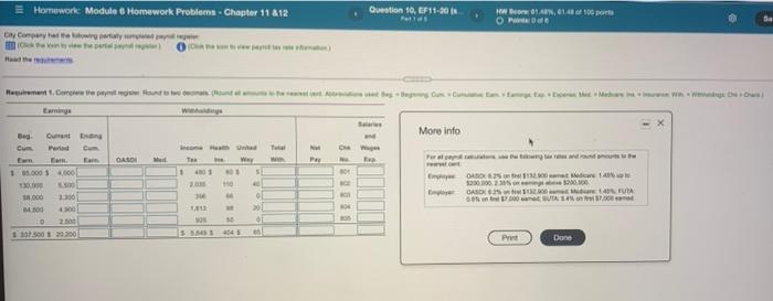  Homework: Module 6 Homework Problema. Chapter 11812 Question 10, EF 11-20