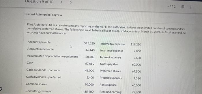 please answer all parts Current Attempt in Progress Flint Architects Ltd. is