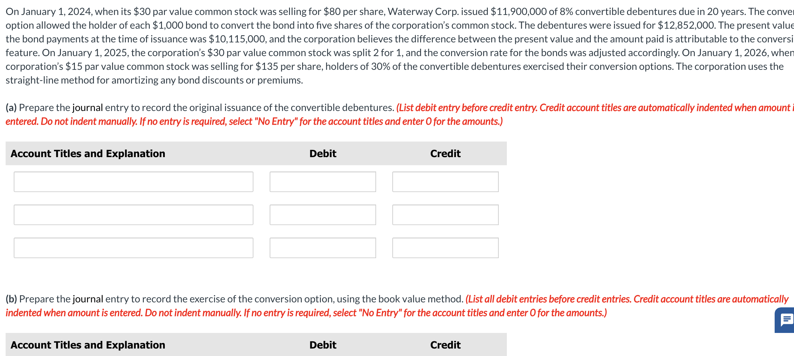  On January 1,2024, when its $30 par value common stock was