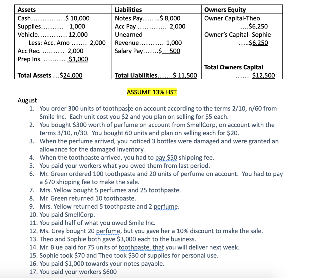 Please do a journal entry, balance sheet, income statement and Statement of