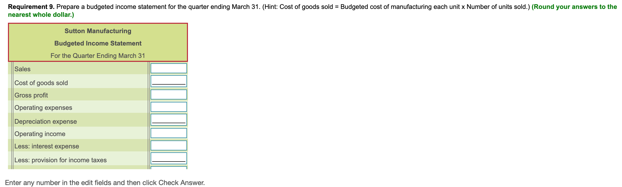 Production Budget January February March Quarter Unit sales Plus: Desired ending inventory
