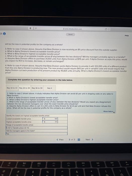 divisions within the same company. The managers of both divisions are evaluated