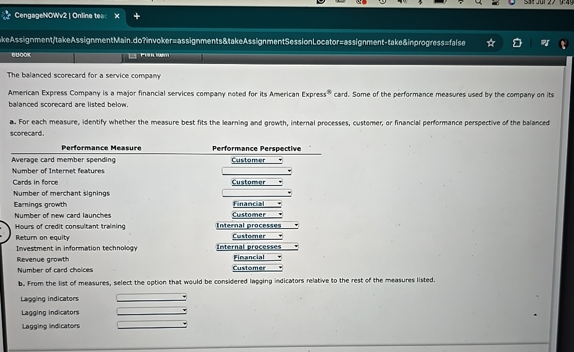 CengageNoWv2 IOnline teac keAssignment/takeAssignmentMain.do?invoker=assignments&takeAssignmentSessionLocator=assignment-take&inprogress=false ebook Tm) The balanced scorecard for a