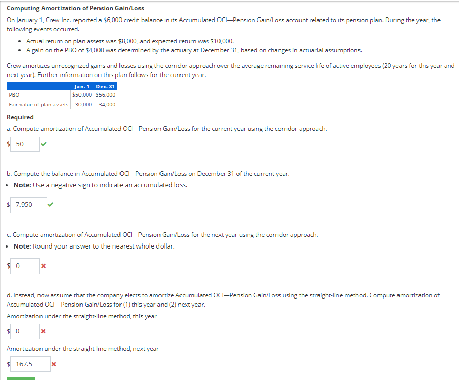 Can you answer the Part C and D Computing Amortization of Pension