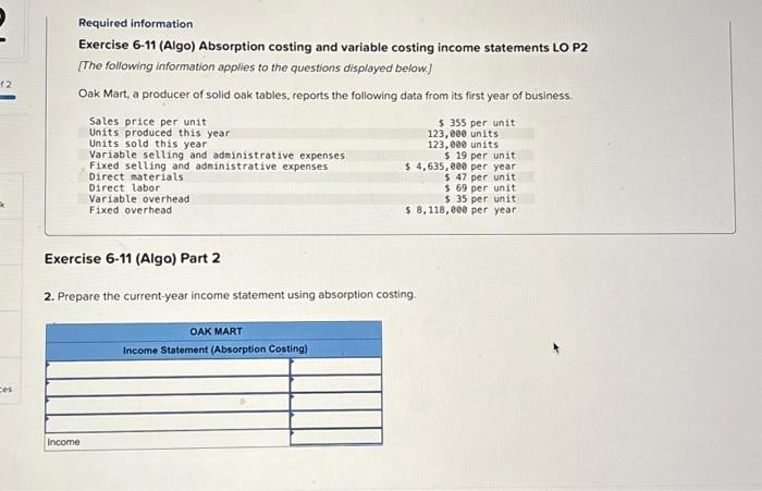 [The following information applies to the questions displayed below.] Oak Mart, a