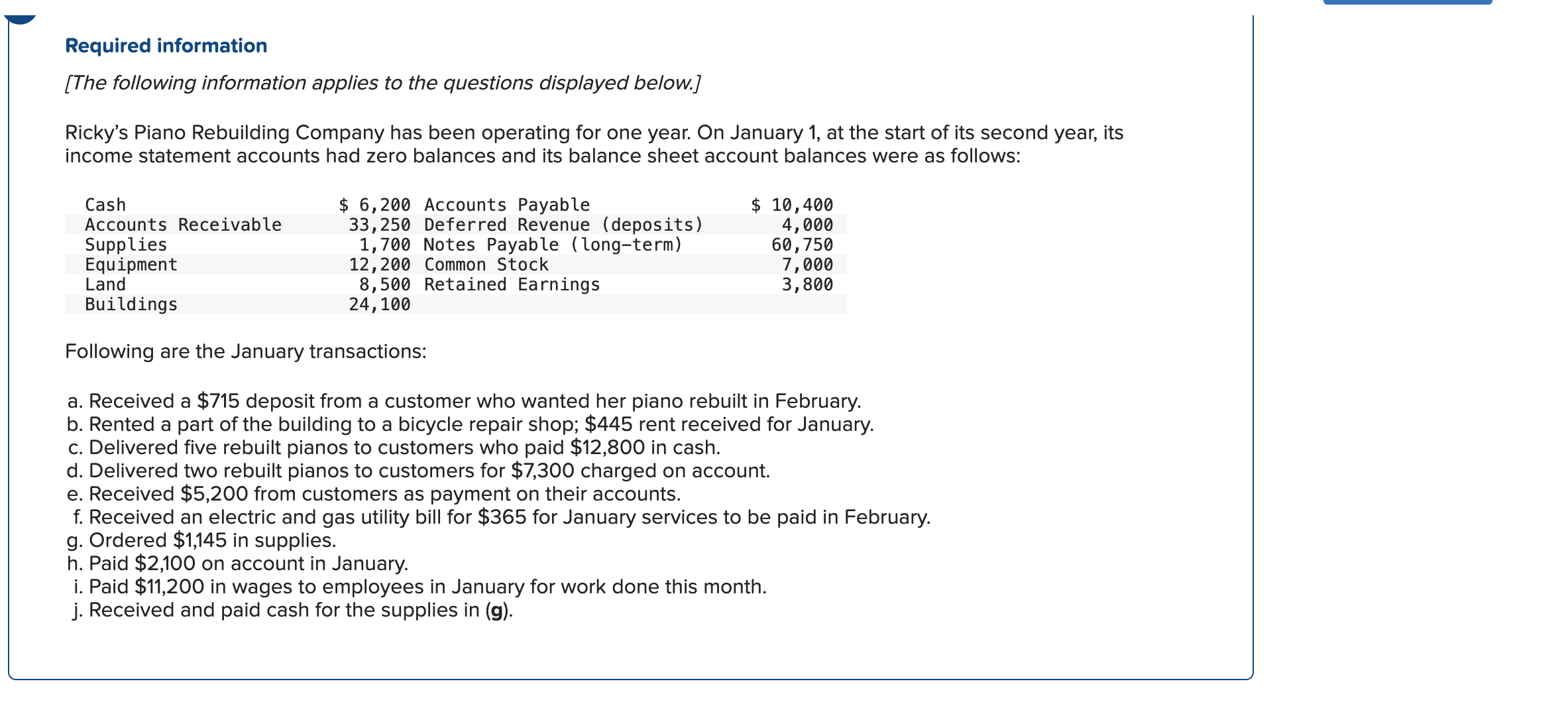  Required information Required information \table[[RICKY'S PIANO REBUILDING COMPANY],[Unadjusted Trial Balance],[,,],[Account Name,Debit,Credit],[P,,],[P,,],[P,,],[+,,],[+,,],[+,,],[P,,],[+,,],[?,,],[+,,],[+,,],[+,,],[+,,],[,,],[,,],[,,],[,,]]