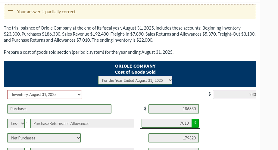  please do this step by step For the Year Ended August
