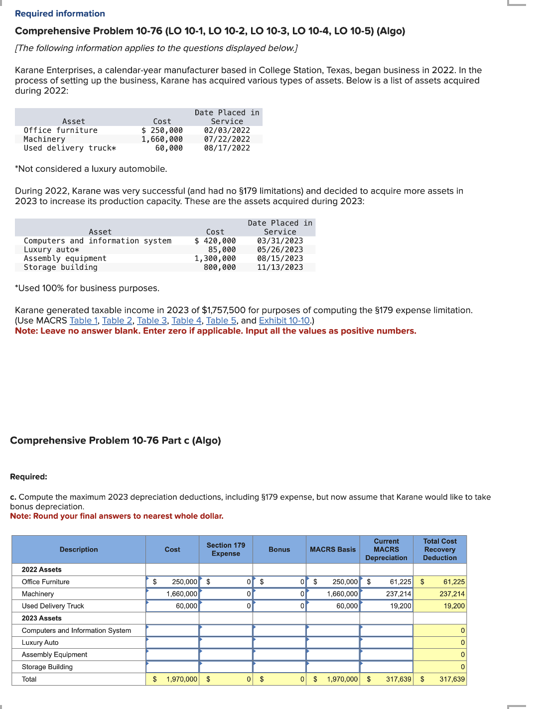  Comprehensive Problem 10-76(LO 10-1, LO 10-2, LO 10-3, LO 10-4, LO