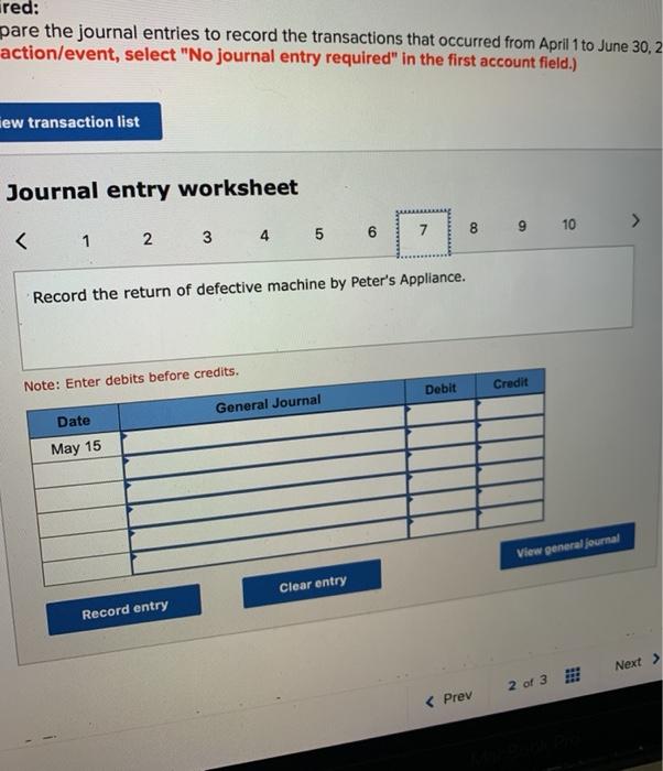 previously ordered. May 5: Yuri Inc. paid for the machines purchased on