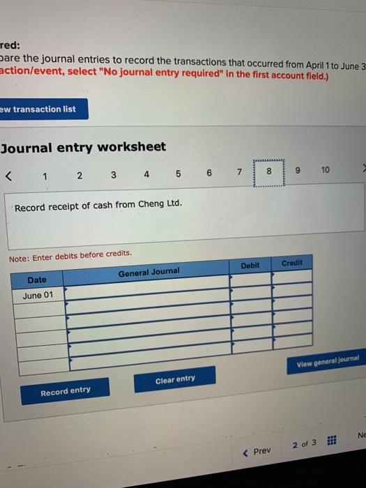 April 30. May 7: Sold 20 machines to Cheng Ltd. on credit.