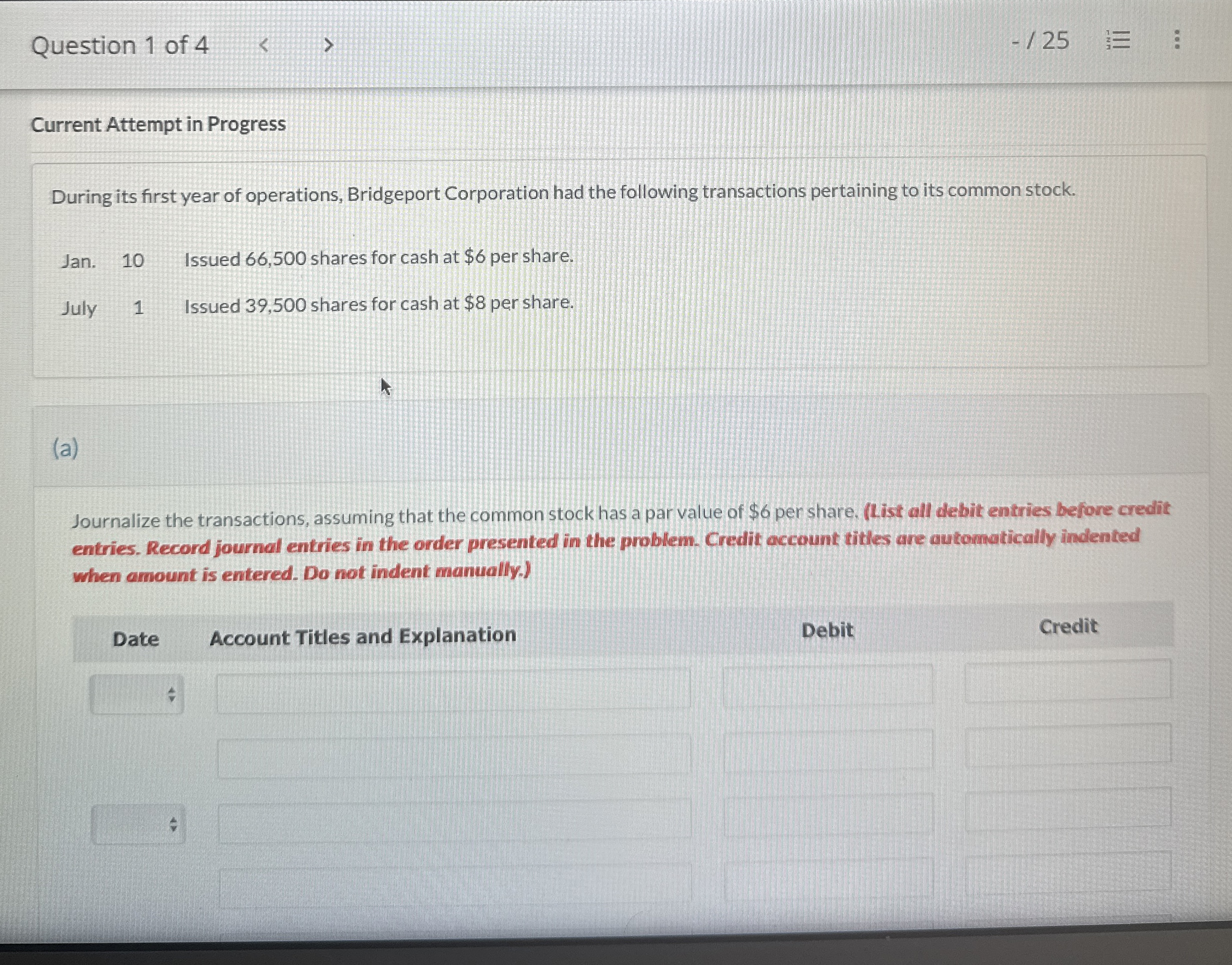 Current Attempt in Progress During its first year of operations, Bridgeport
