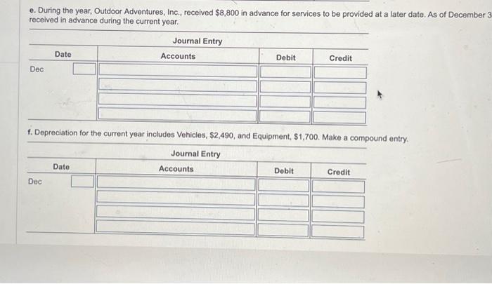 have been made for the year. (Record debits first, then crodits. Exclude