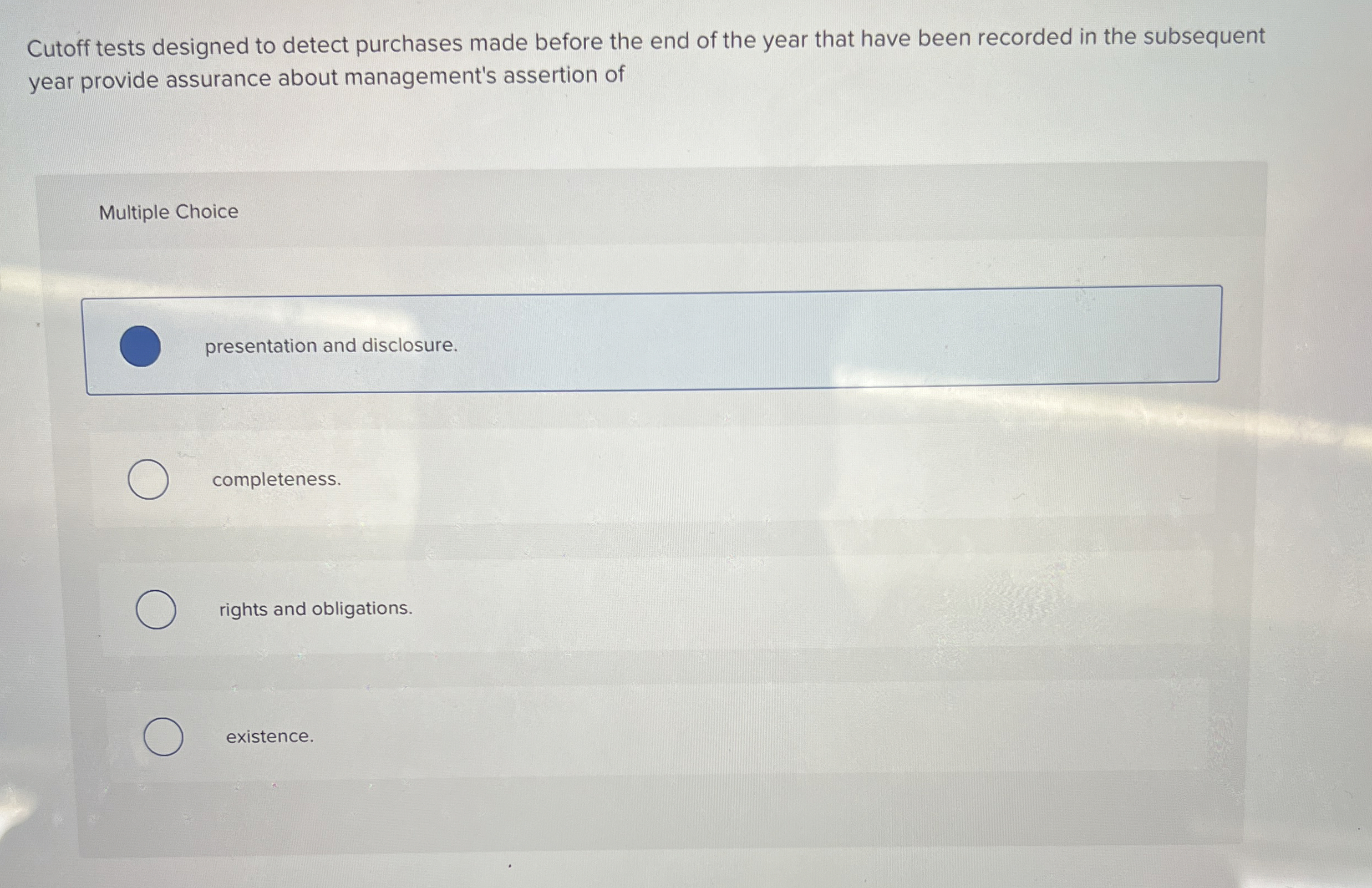  Cutoff tests designed to detect purchases made before the end of