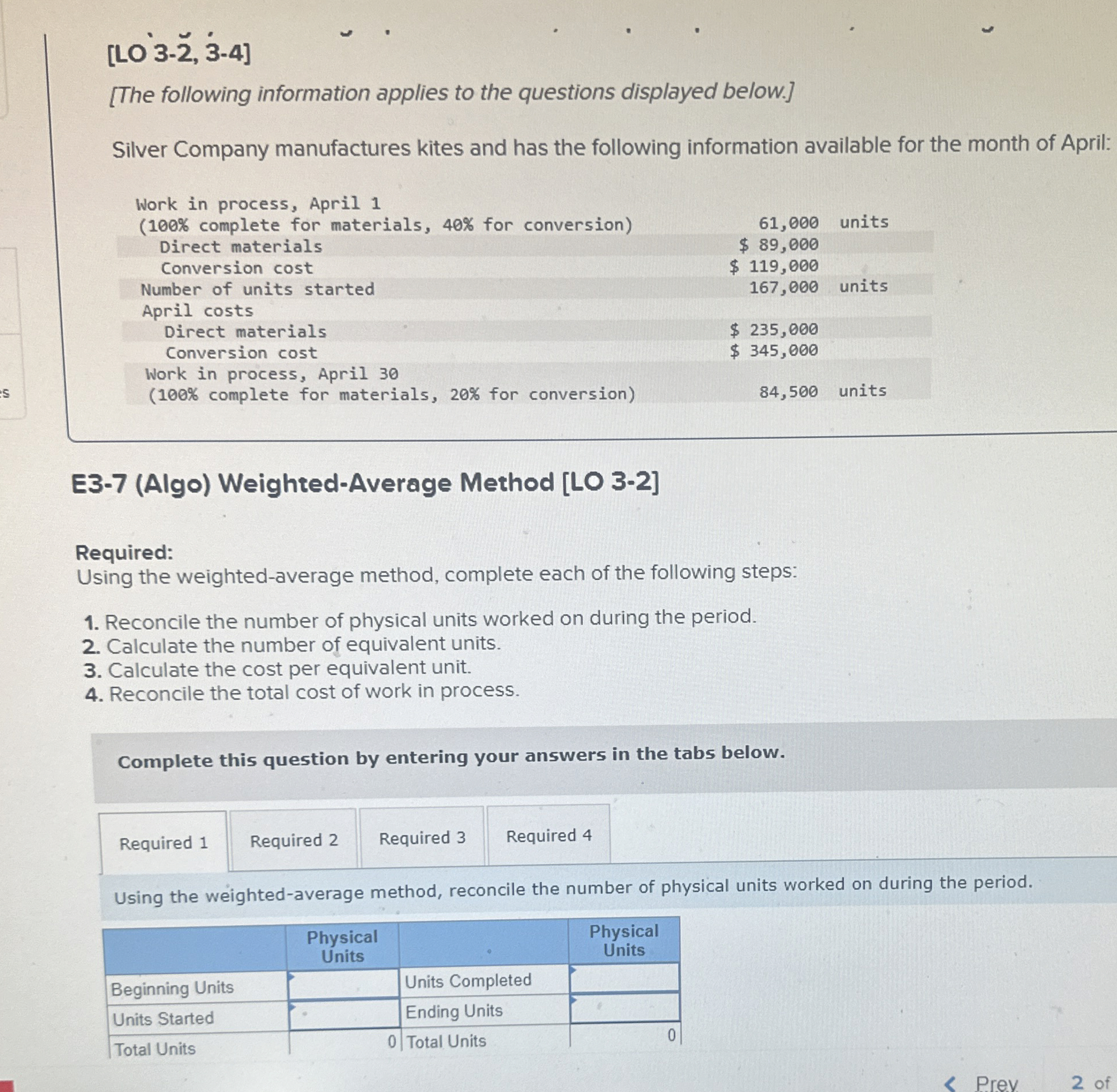  [LO-2,3-4] [The following information applies to the questions displayed below.] Silver