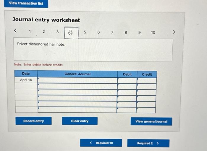 Midnight Company dishonored its note. Note: Enter debits before credits. Journal entry