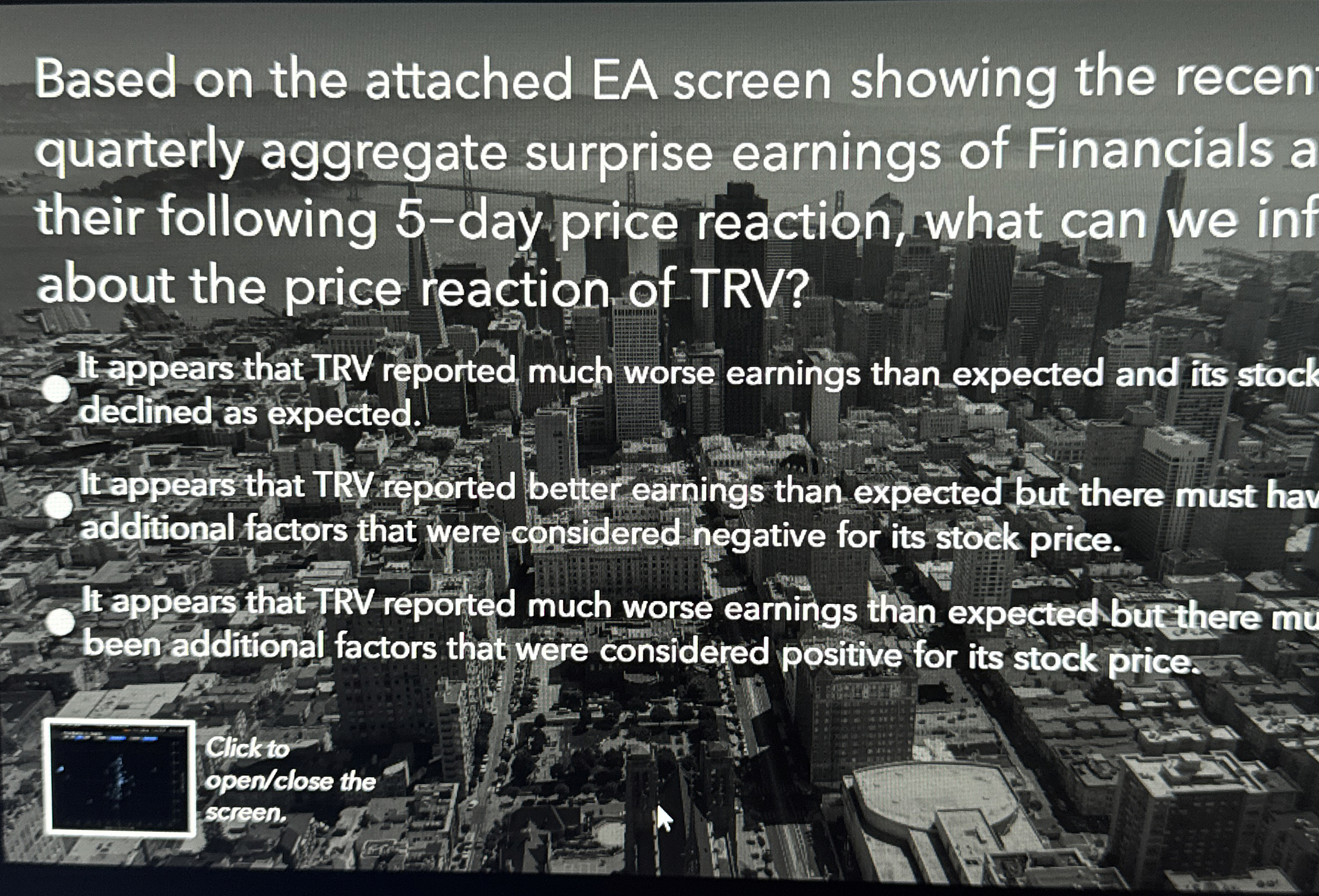  Based on the attached EA screen showing the recen quarterly aggregate
