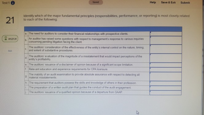 descriptions 1-6, match the correct word or phrase from A A Inspection