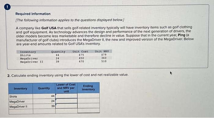 following information applies to the questions displayed below] A company like Golf