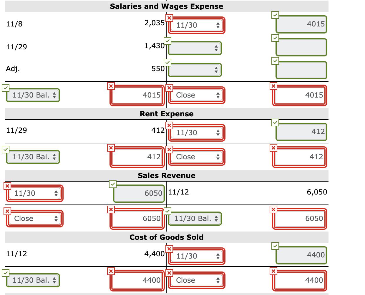 select "No Entry" for the account tities and enter o for the